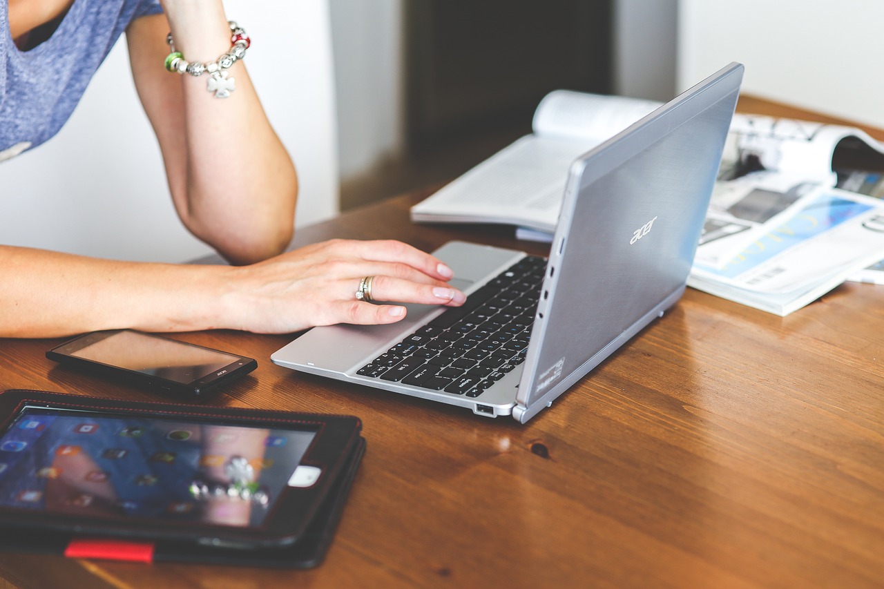 Woman using a laptop